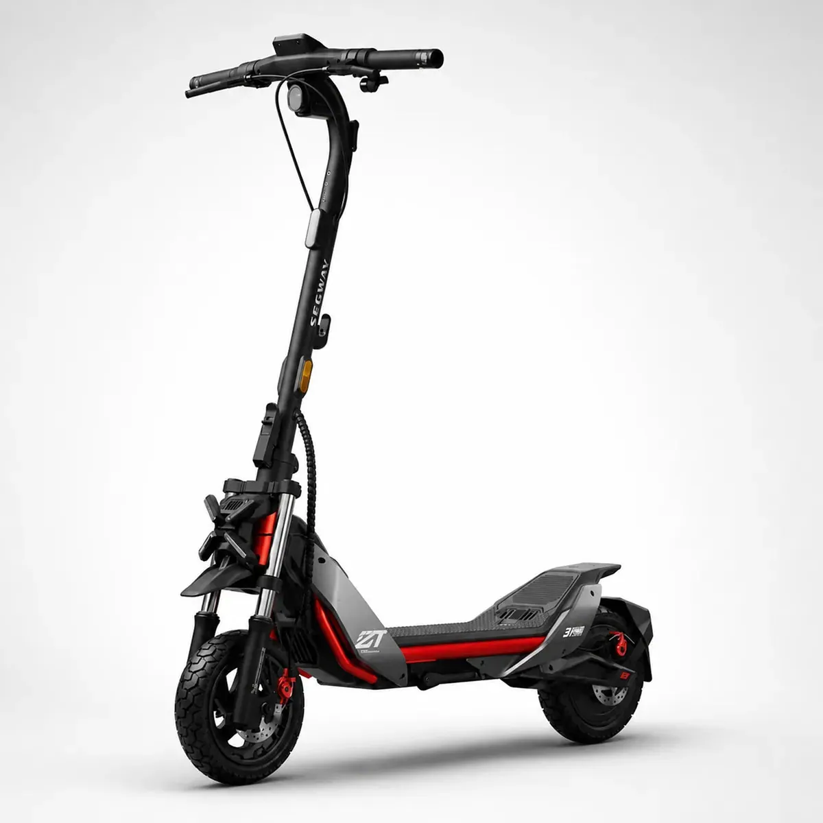 Segway-Ninebot ZT3 Pro three-quarter front view, dual suspension